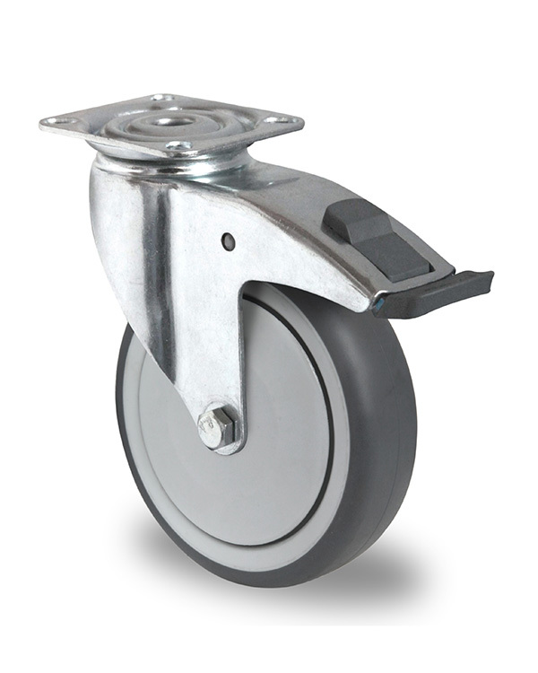 100mm swivel with brake TPR castor (plastic pedal) 100mm swivel with brake TPR castor (plastic pedal)