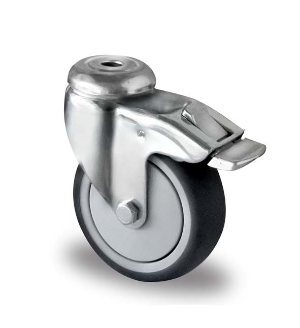 75mm bolt hole with brake TPR castor 75mm bolt hole with brake TPR castor