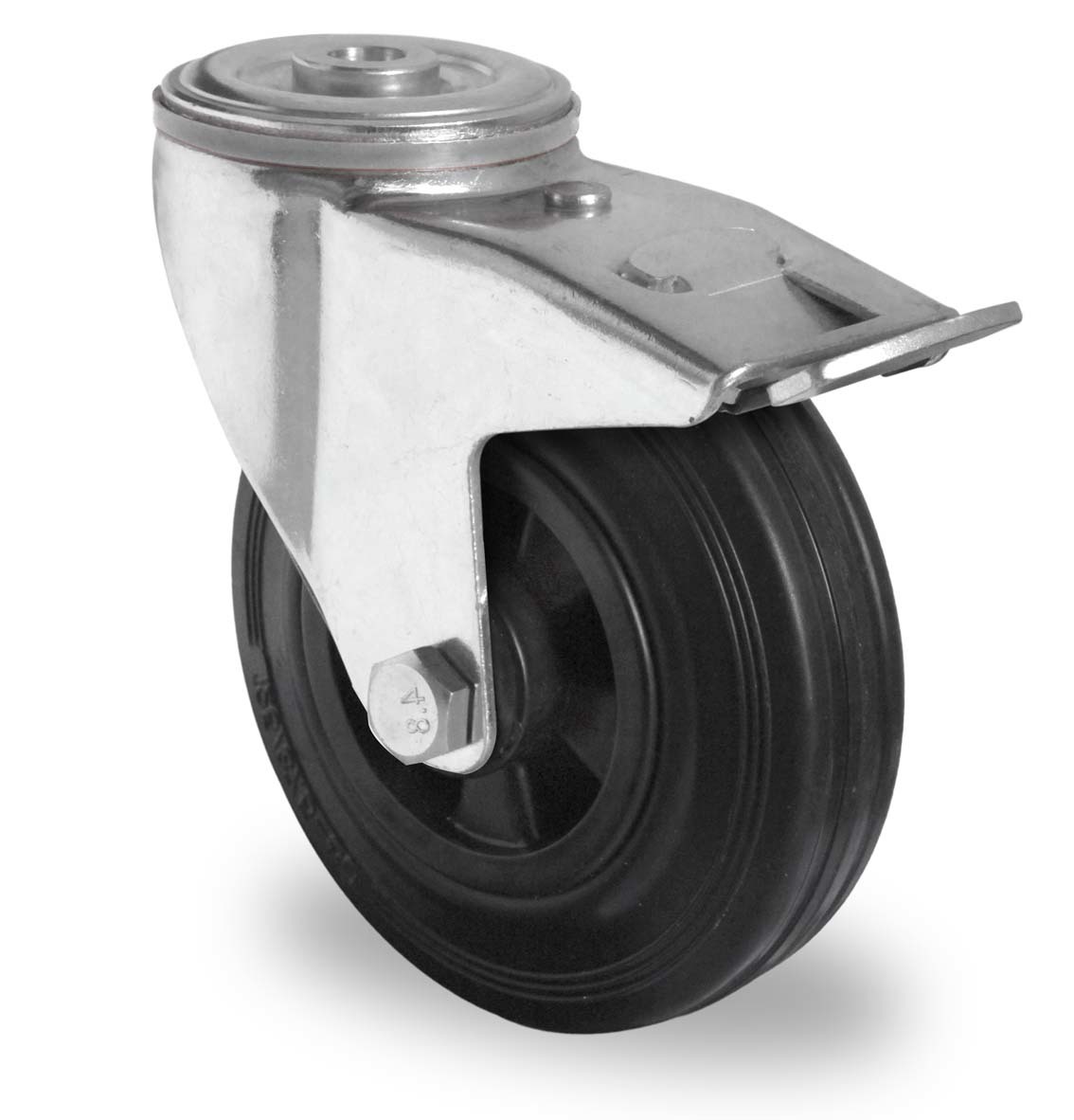 125mm bolt hole with brake black solid rubber castor