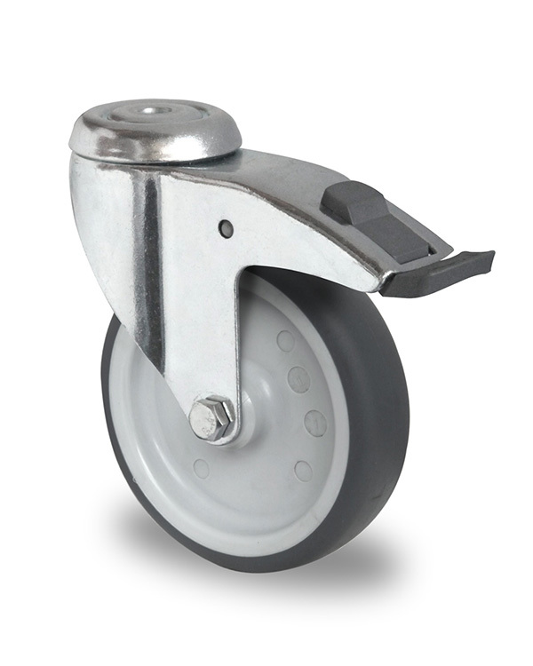 100mm bolt hole with brake TPR castor (plastic pedal)