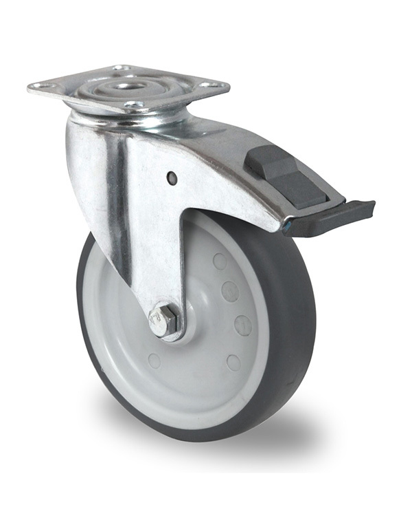 125mm swivel with brake TPR castor (plastic pedal)
