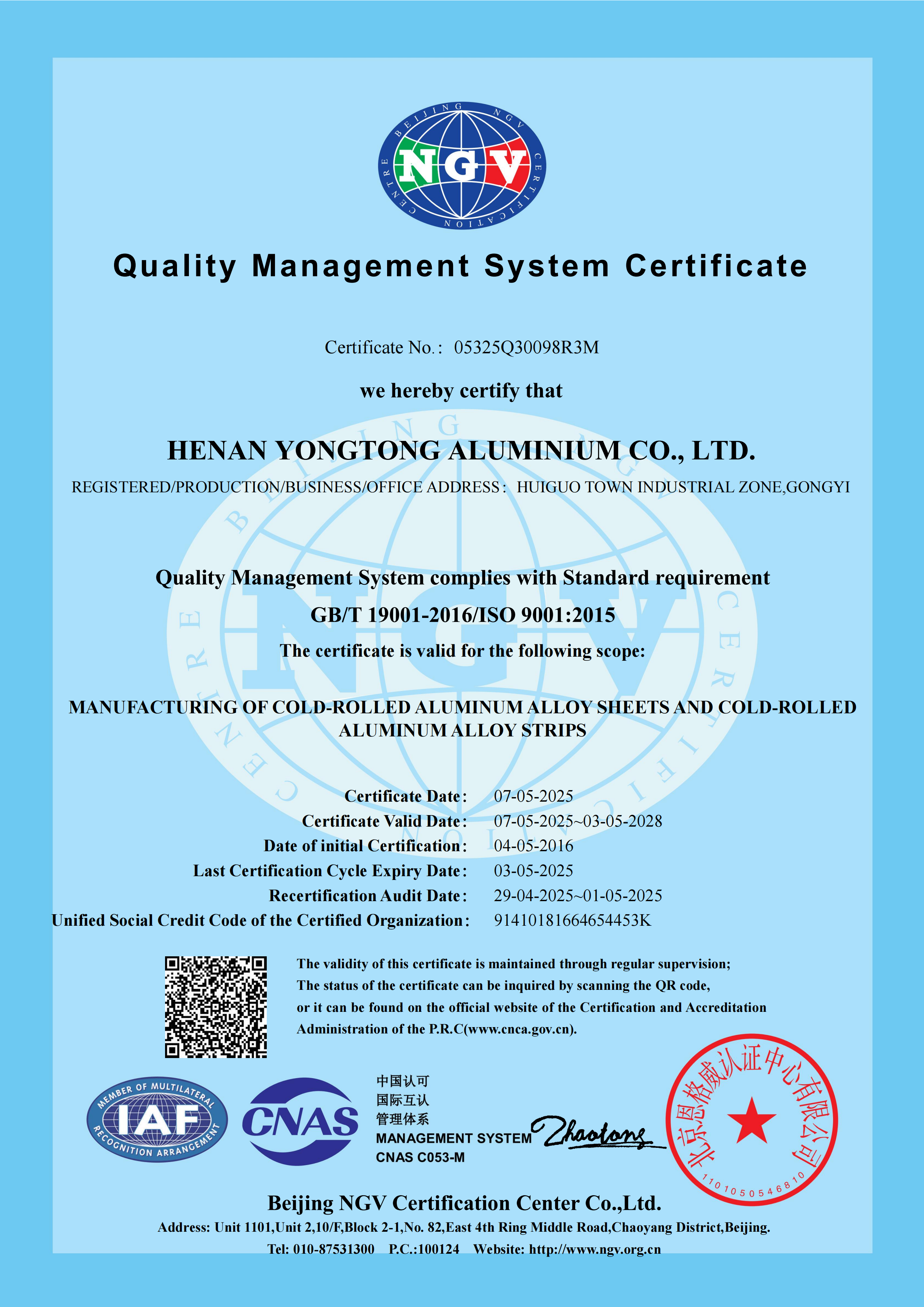 Certificado de Sistema de Gestão da Qualidade - EN Certificado de Sistema de Gestão da Qualidade - EN