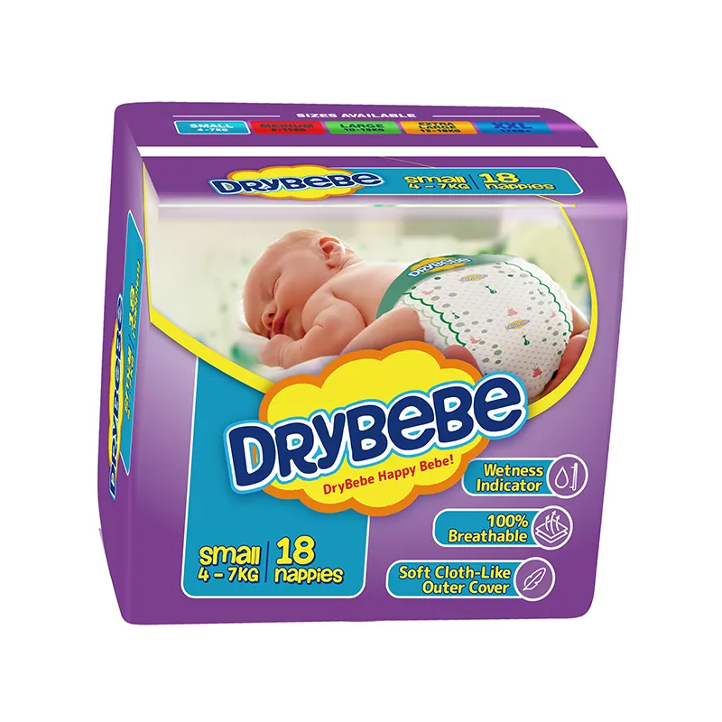 Drybebe rash free baby nappies size 2 Small 18 count