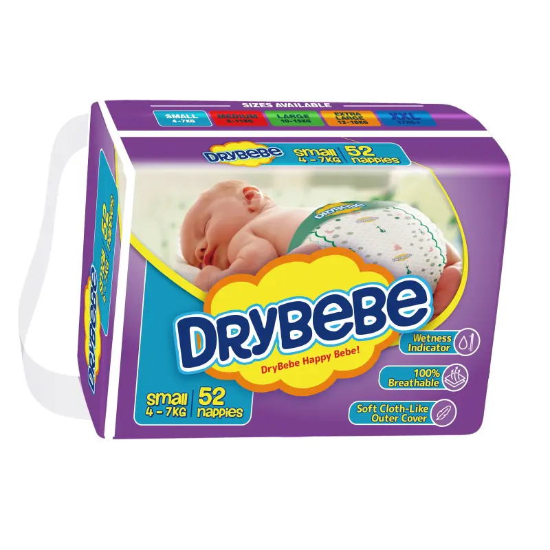 Drybebe cotton soft baby diapers size 2 Small 52ct