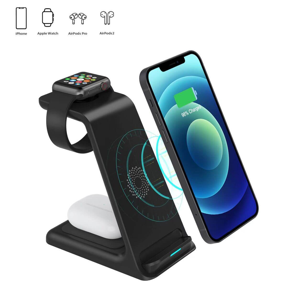 Fast 3 Qi for AirPods IWatch Phone 3 in 1 Wireless Charger