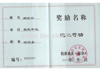 二等功證書