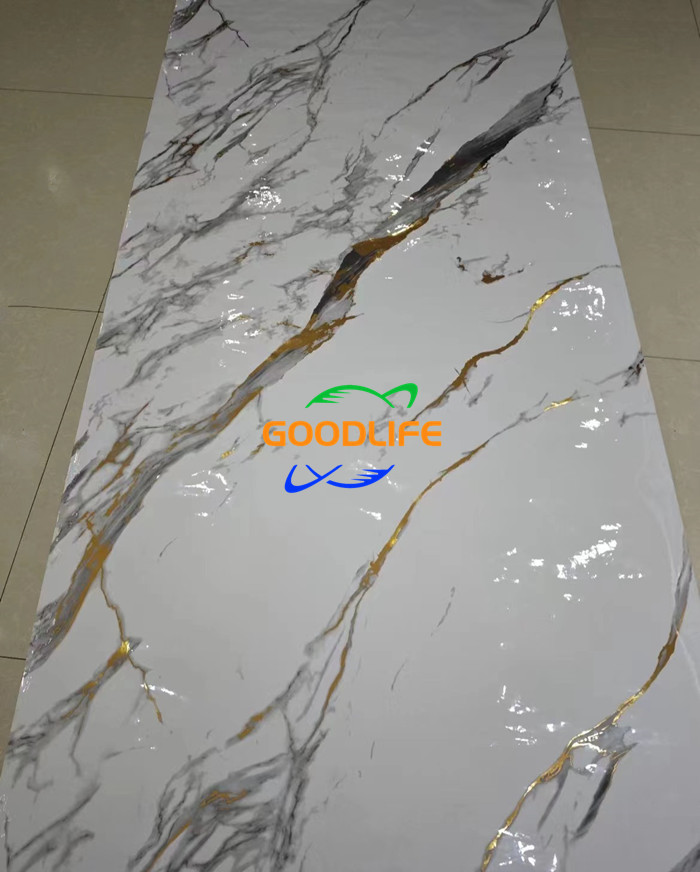 Self-adhesive gilded marble wall paper