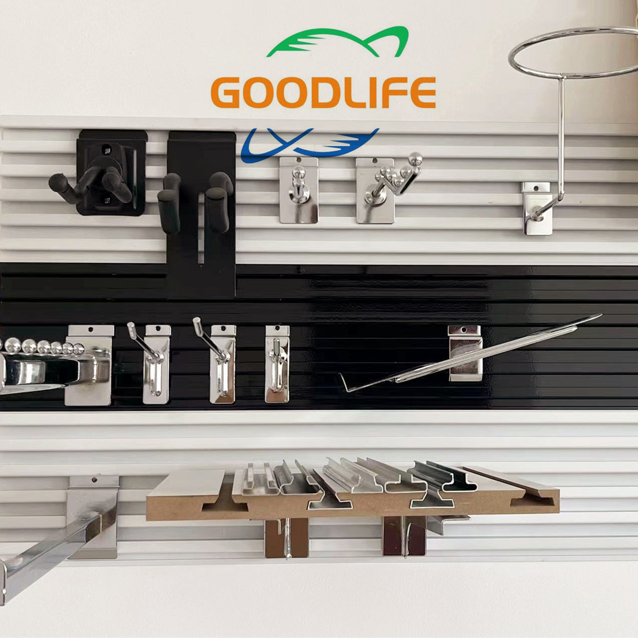 Wholesale aluminum slatwall with hooks for display