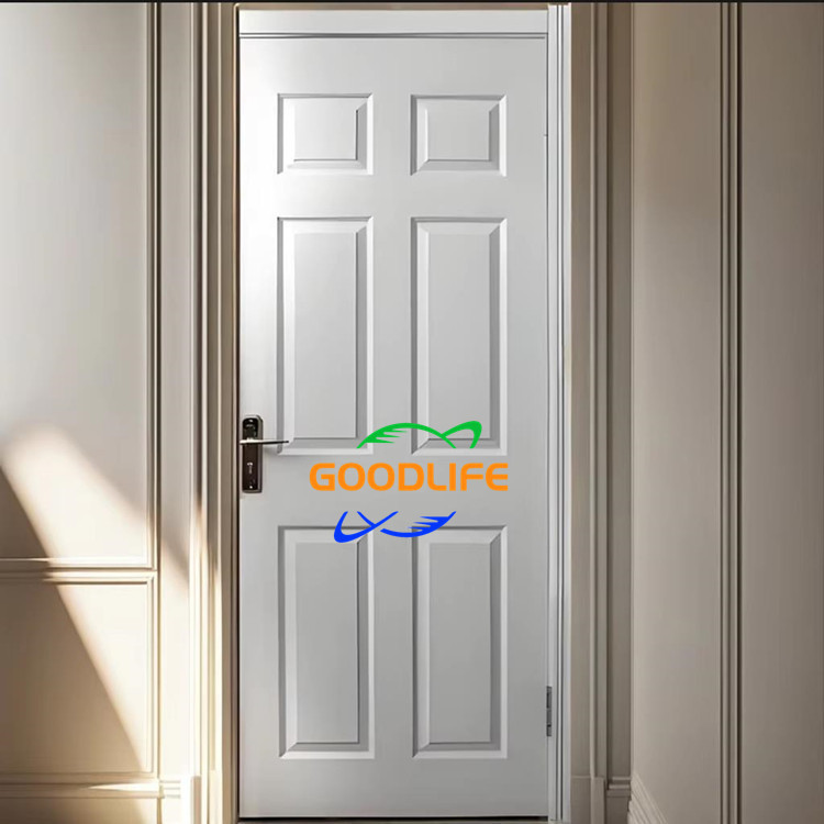 6 panels White Prime paint HDF door/White prime moulded doors