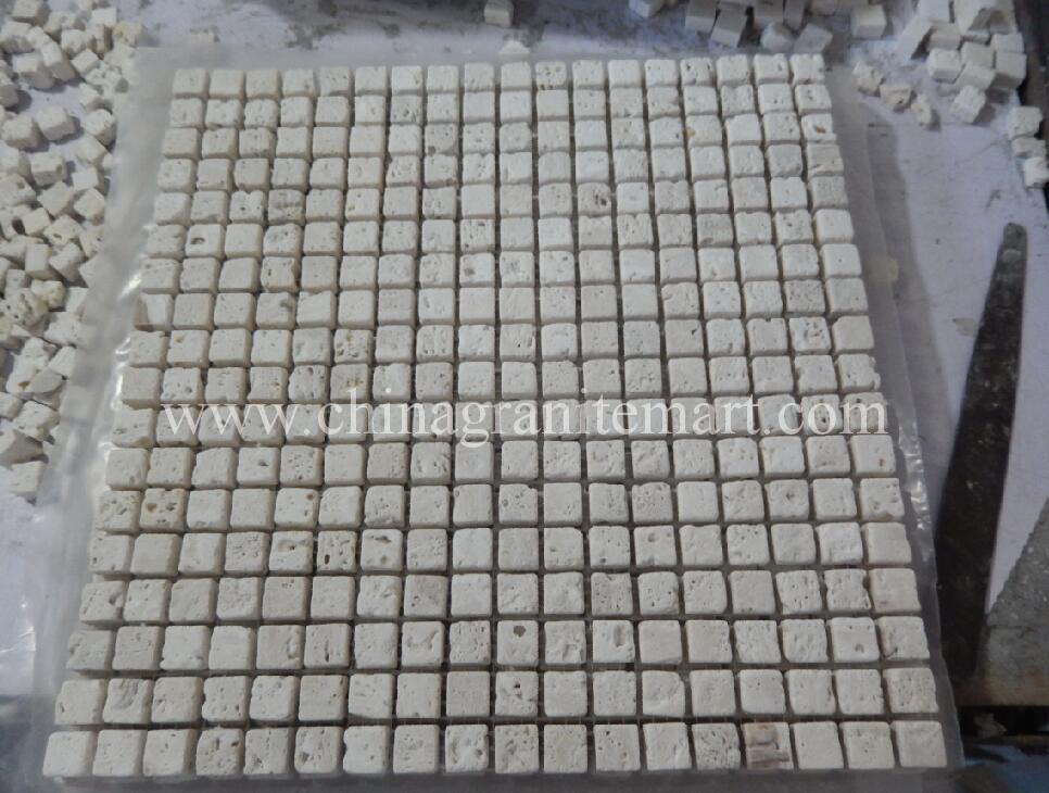 imported beige travertine 1.5cm square mosaic
