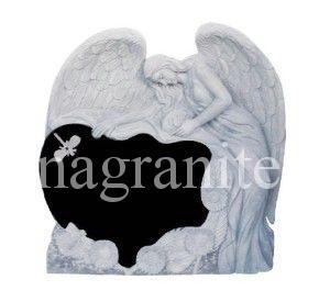 White Marble Angel Tombstone, Angel Carving Headstone