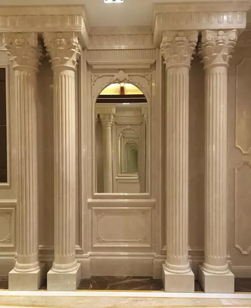 Custom design white marble pillar