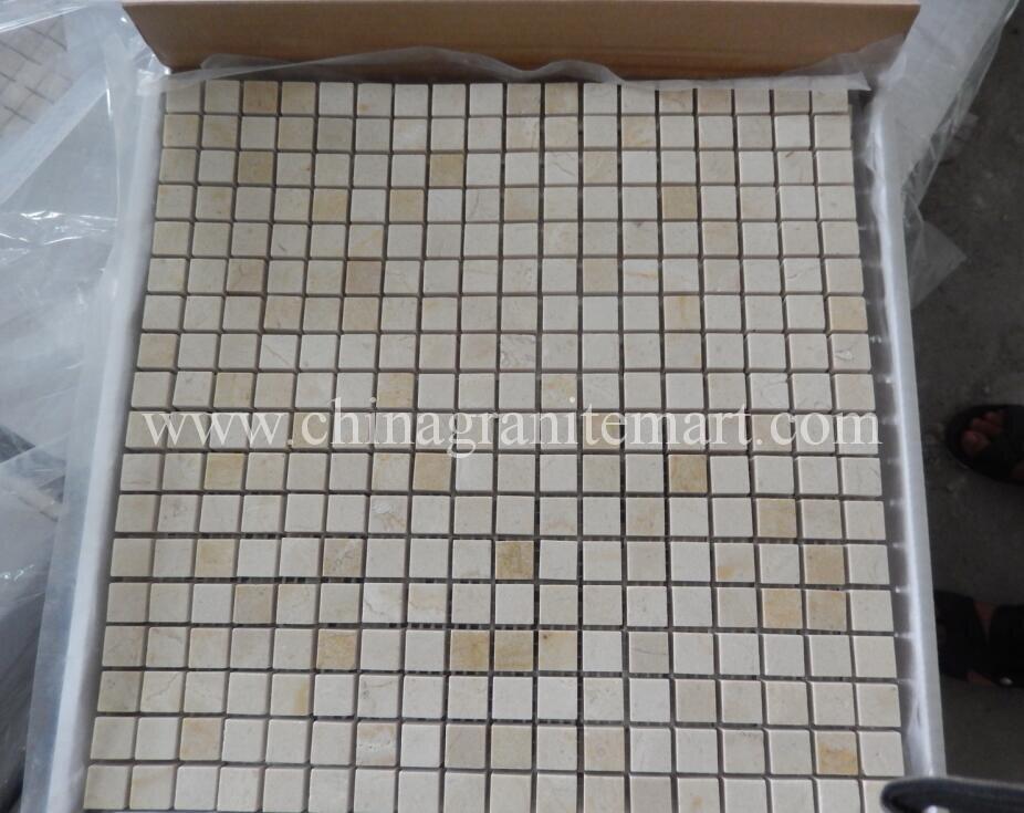 crema marfil 1.5cm square mosaic