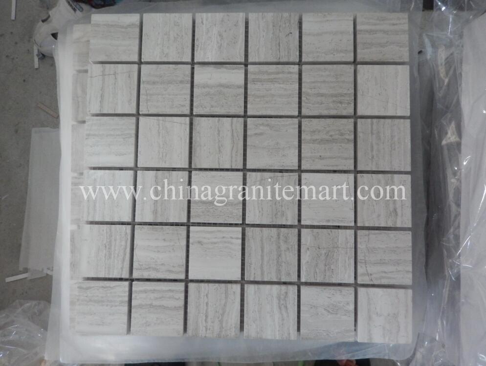 white wooden 2 inch square mosaic