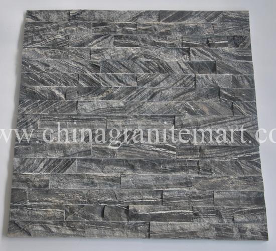 Black Wooden Ledgestone Wall Cadding