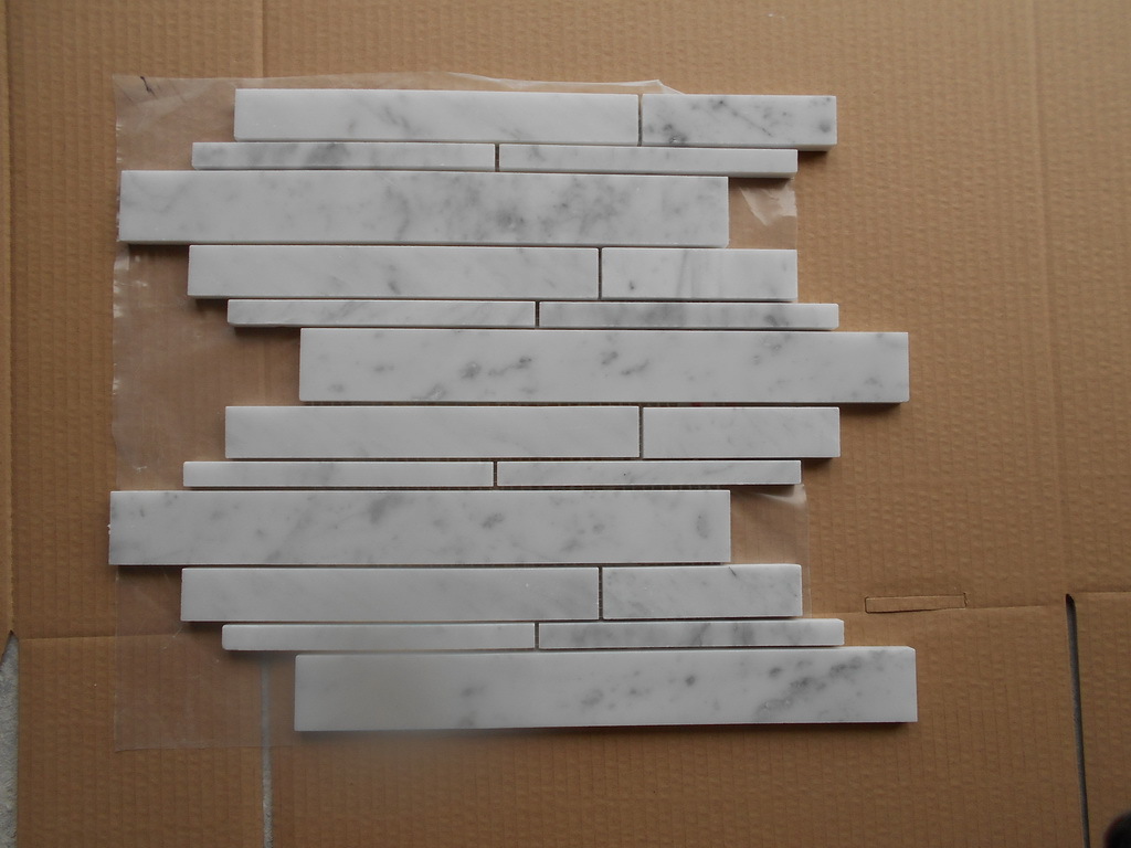 carrara white linear mosaic