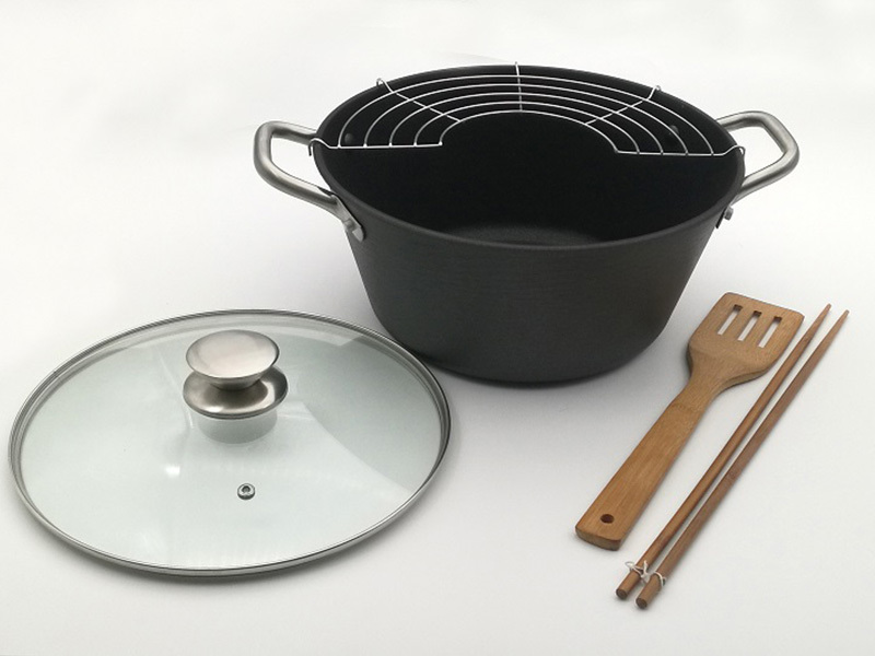Versatile Deep frying Gift set with Nonstick Cast Iron Dutch Oven 5 pieces