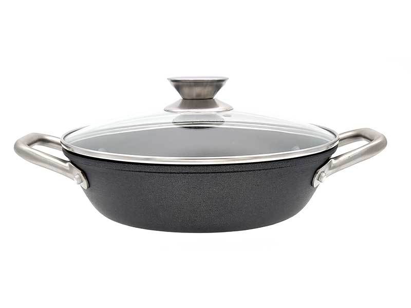 Space saving cast iron nonstick 4 Qt. Saute Pan With Cover