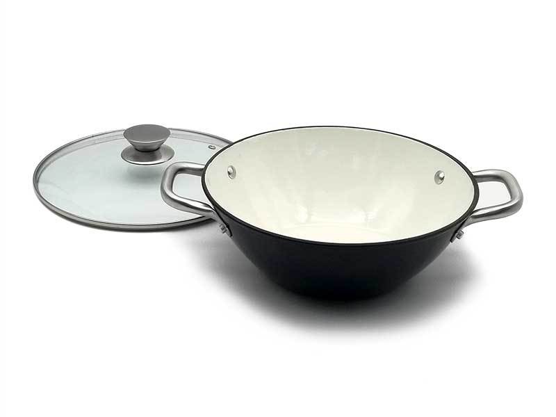 Casserole pan cast iron chef with tempered glass lid