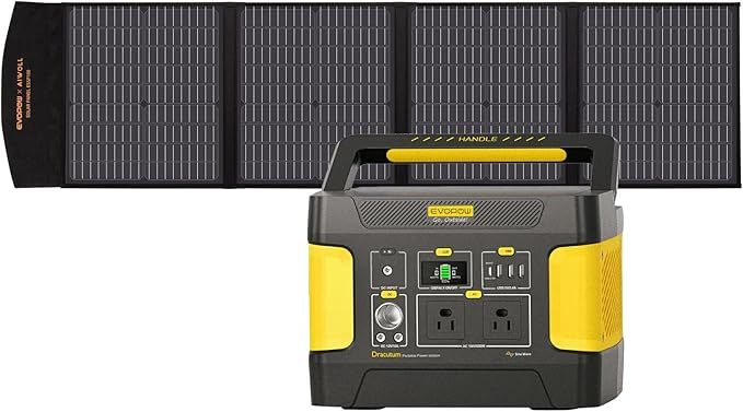 Evopow ポータブル電源 ソーラーパネルセット リン酸鉄リチウム 515Wh 出力600W (瞬間最大1200W)&ソーラーパネル100W