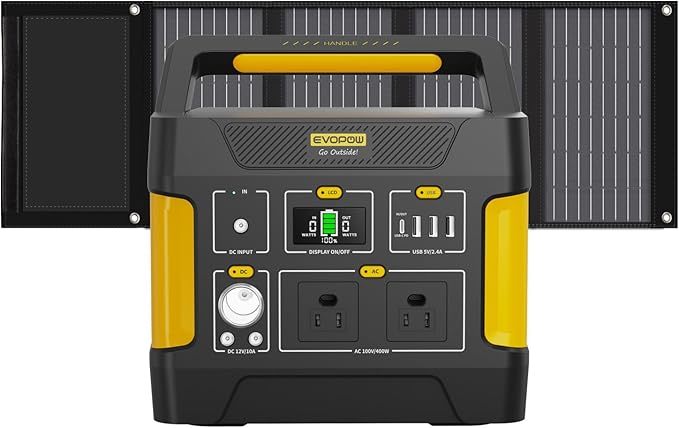 Evopow ポータブル電源 ソーラーパネル セットリン酸鉄 355Wh/110938mAh 長寿命 ポータブル電源 AC(400W 瞬間最大800W)/DC/USB/Type-C四つの充電方法 PD100W出入力 ソーラーパネル40W