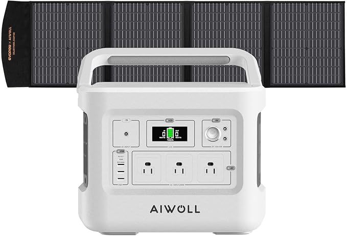 AIWOLL ポータブル電源 ソーラーパネルセット  ポータブル電源 1531Wh 出力1200W (瞬間最大2400W)&ソーラーパネル100W