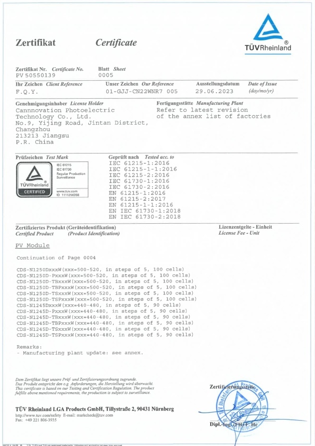 IEC certification by TÜV Rheinland Page 2