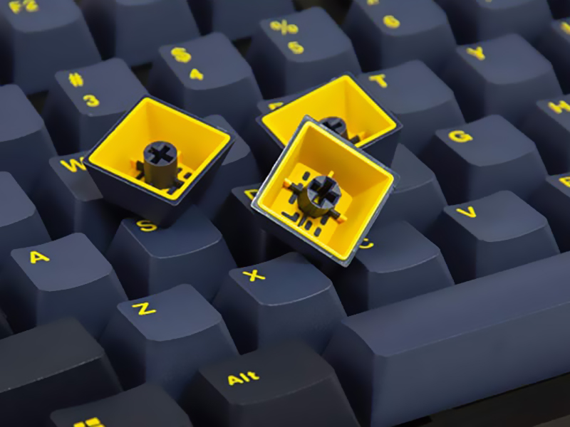 Two color injection molded PBT keycap