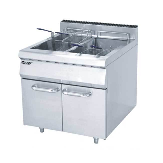 Gas 2-Tank Fryer(4-Basket) with cabinet