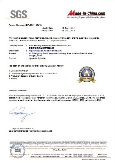 SGS certificate