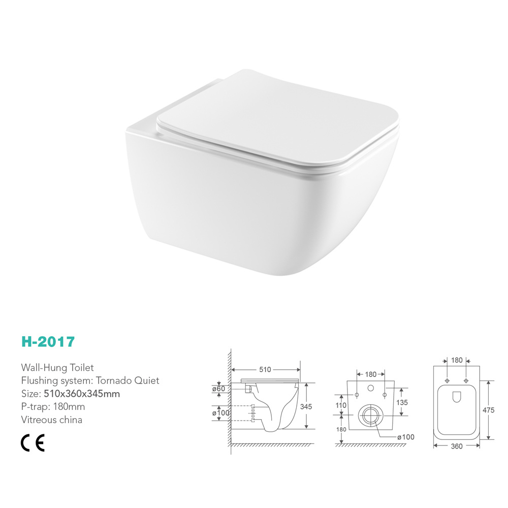 H-2017 Wall-hung toilet Tornado