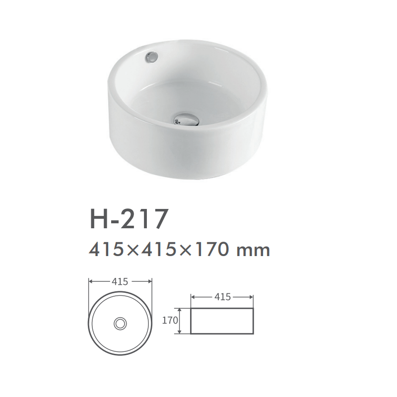 H-217 white ceramic above-counter basin