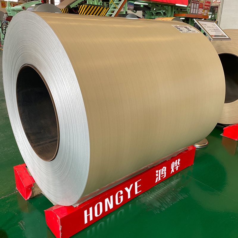 Yellow Oak Wood Grain/Gray-White Coated Steel Coil