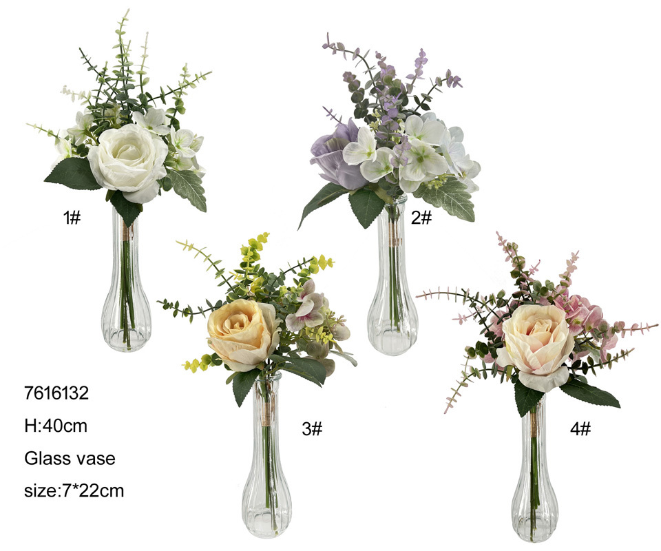 40cm rose eucalyptus in glass vase