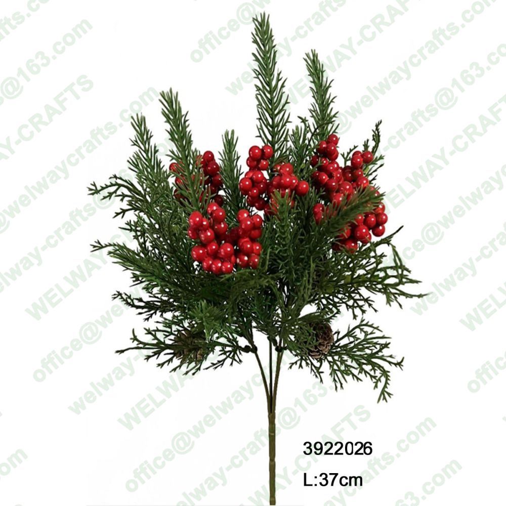 37cm berry and pine bush 5 branches