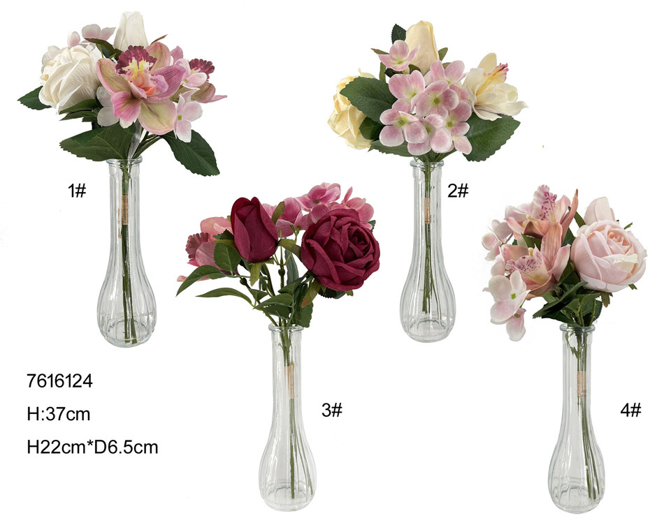 37cm rose cymbidium in glass vase