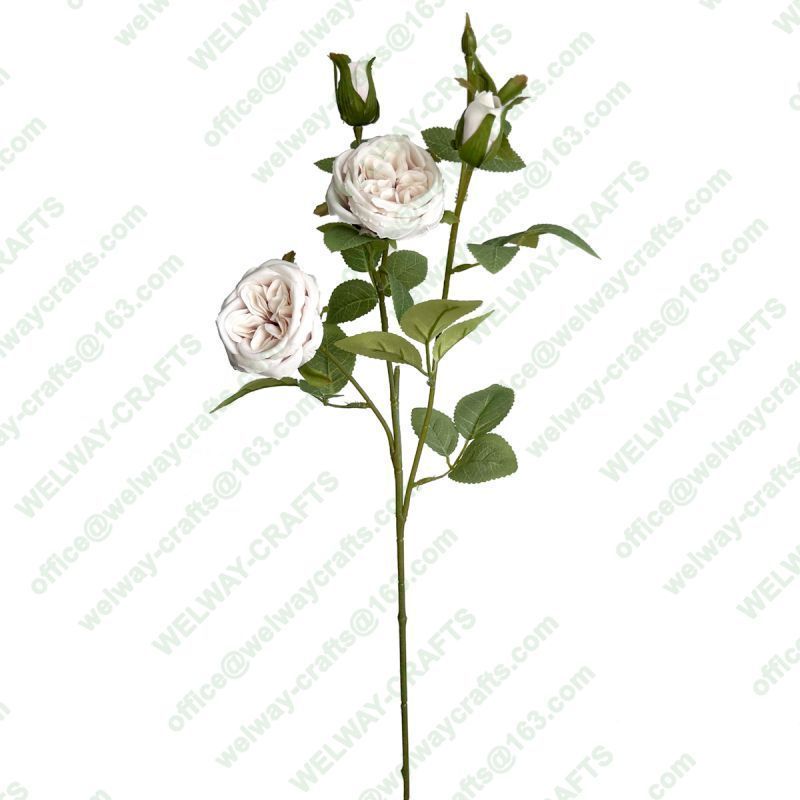 66cm rose spray with 2 flowers and 2 bud