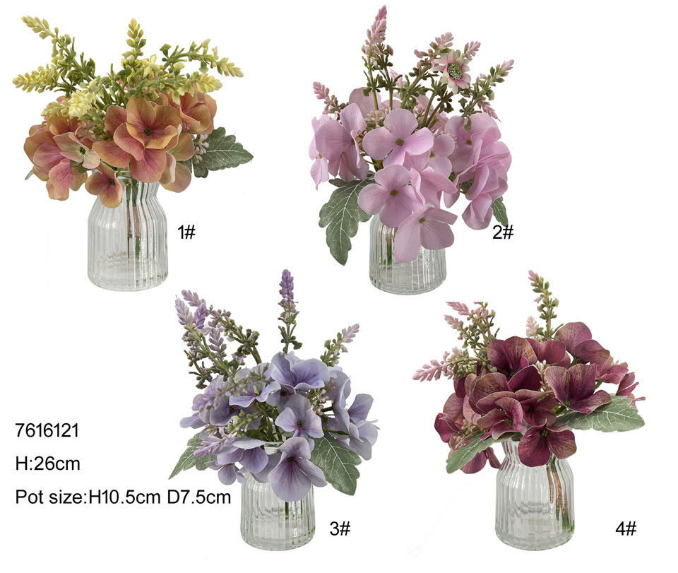 26cm rose hydrangea in glass vase