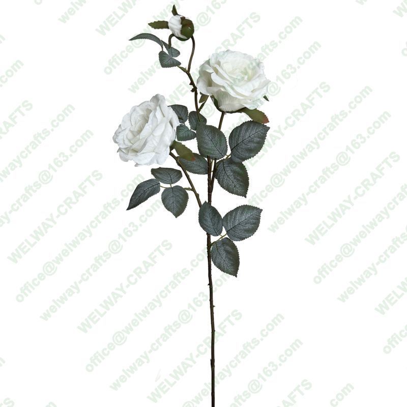 73cm rose stem 2 flowers 1 bd