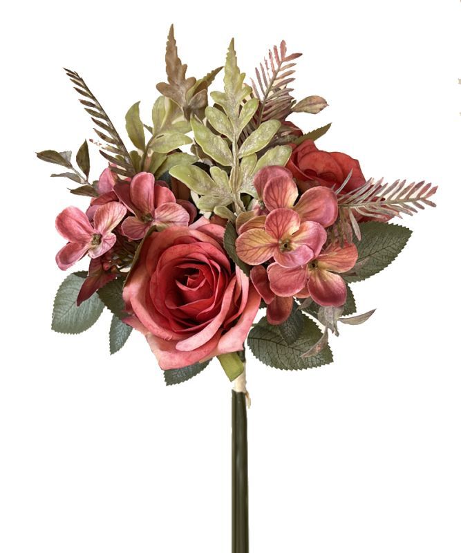 35cm rose and eucalyptus bouquet 6 branches