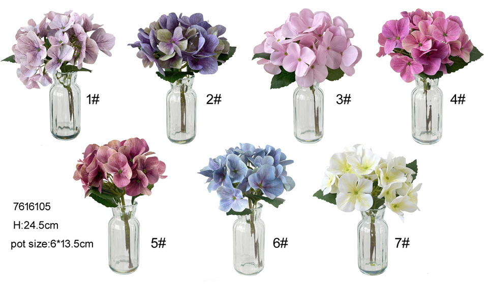 24.5cm hydrangea in glass vase