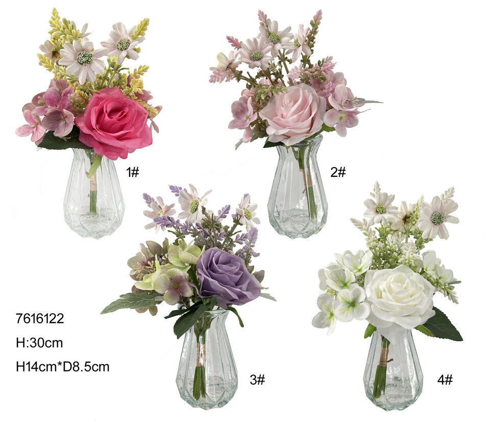 30cm rose hydrangea in glass vase