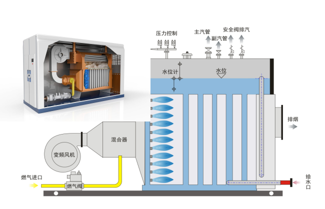 Ultra-low nitrogen condensing steam boiler