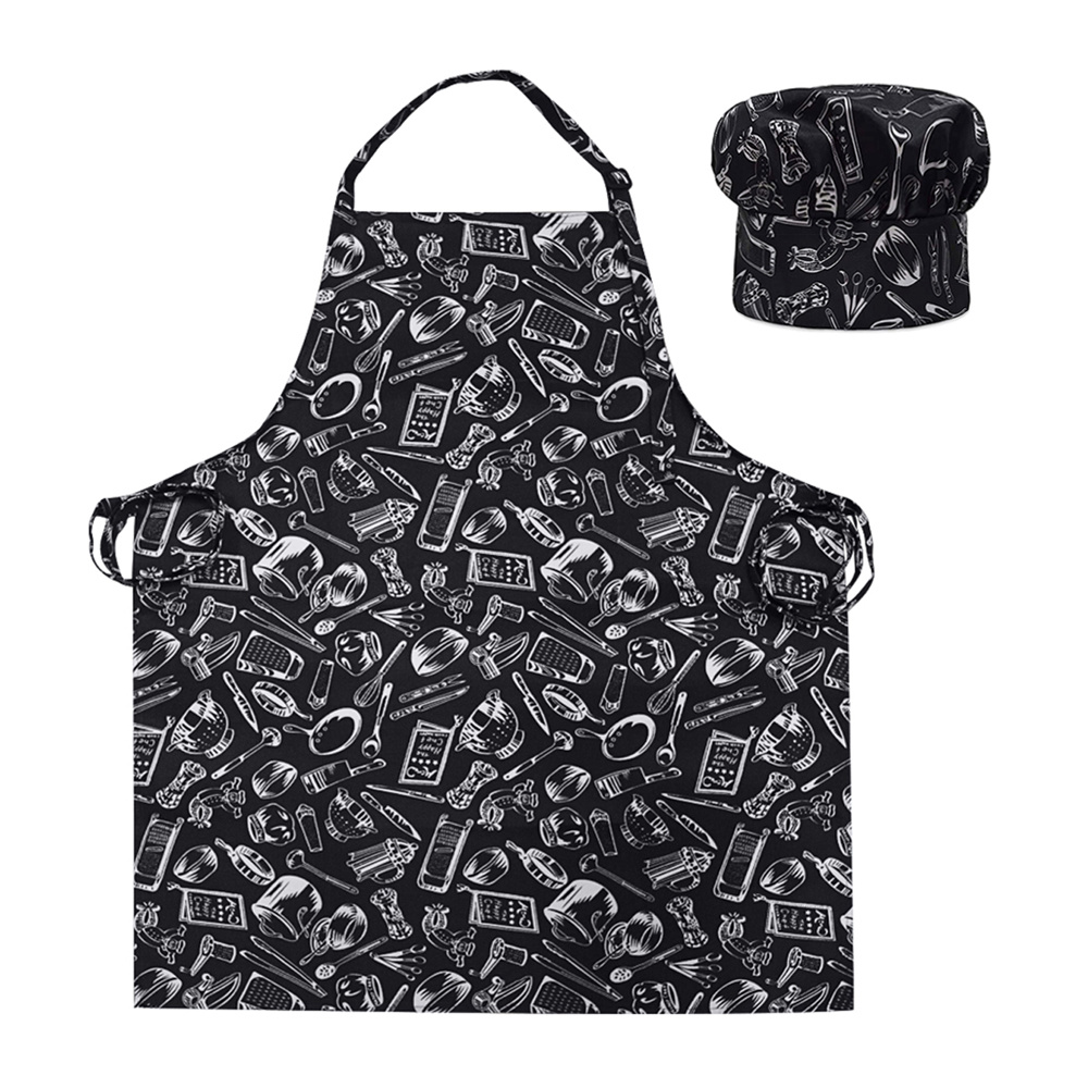 100%Polyester Apron Set Cooking Kitchen Apron and Chef Hat Set 100%Polyester Apron Set Cooking Kitchen Apron and Chef Hat Set