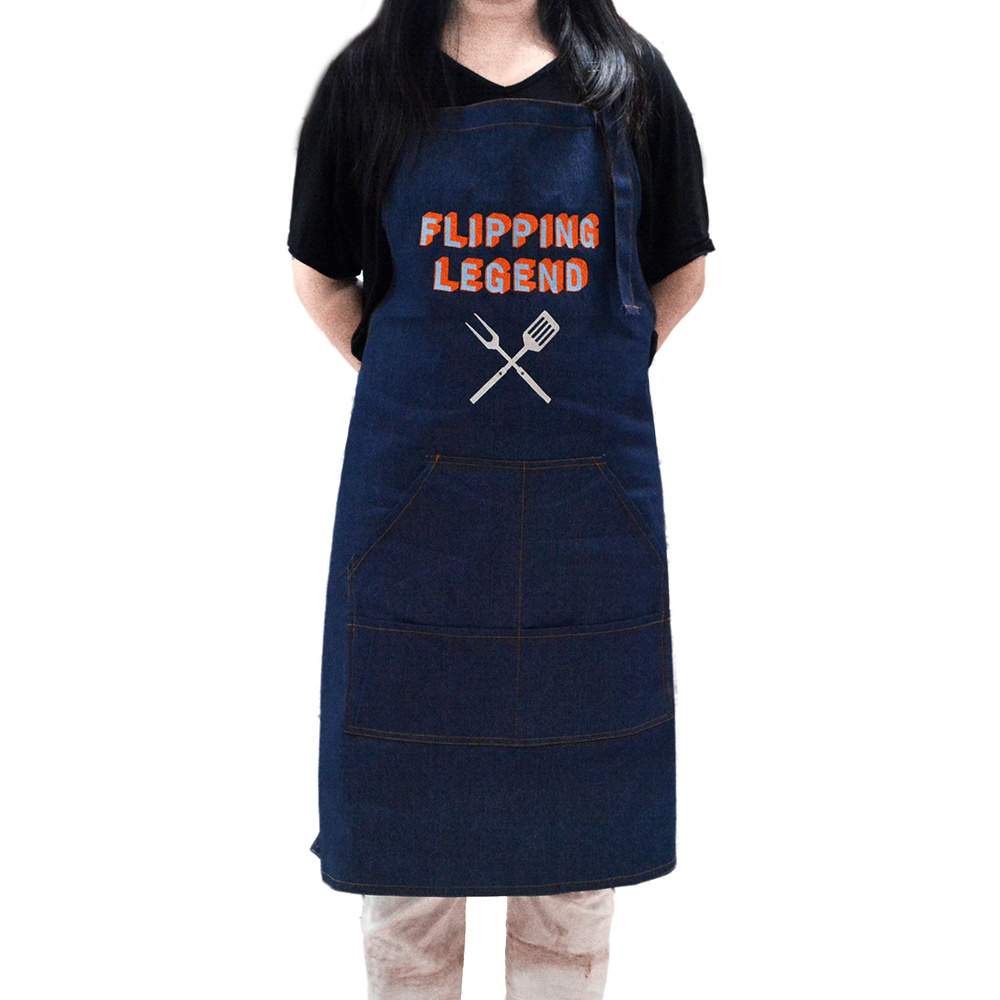 Custom Embroidery or print logo Denim Kitchen Aprons Custom Embroidery or print logo Denim Kitchen Aprons