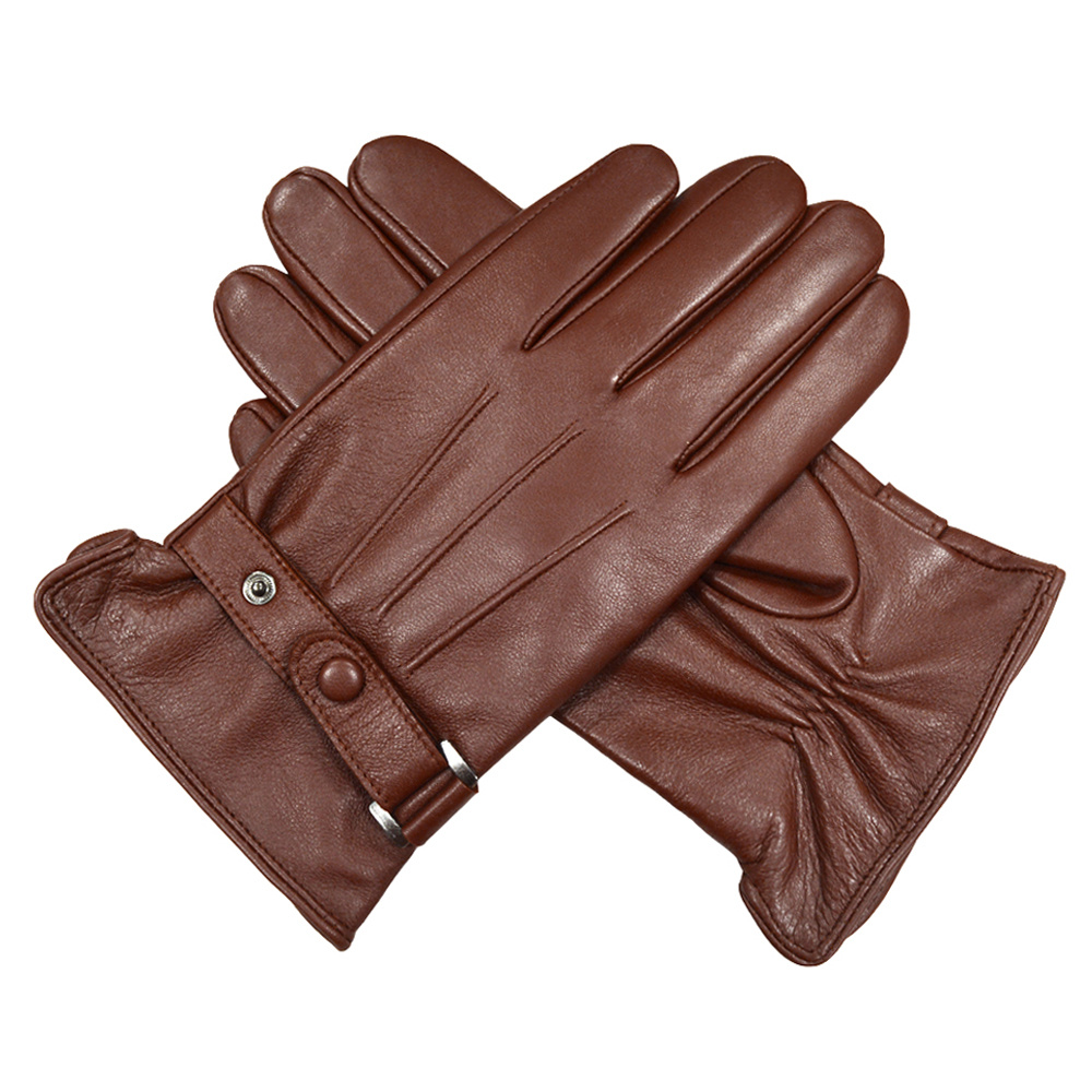 Men Winter Gloves Touch Screen Genuine Sheepskin Leather Gloves
