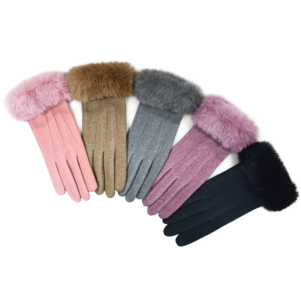 Ladies Winter Warm Gloves Artificial Rabbit Velvet Gloves