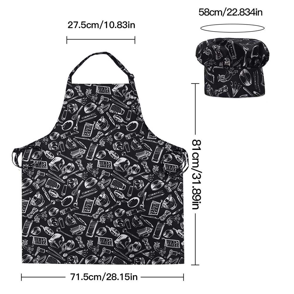 100%Polyester Apron Set Cooking Kitchen Apron and Chef Hat Set 100%Polyester Apron Set Cooking Kitchen Apron and Chef Hat Set