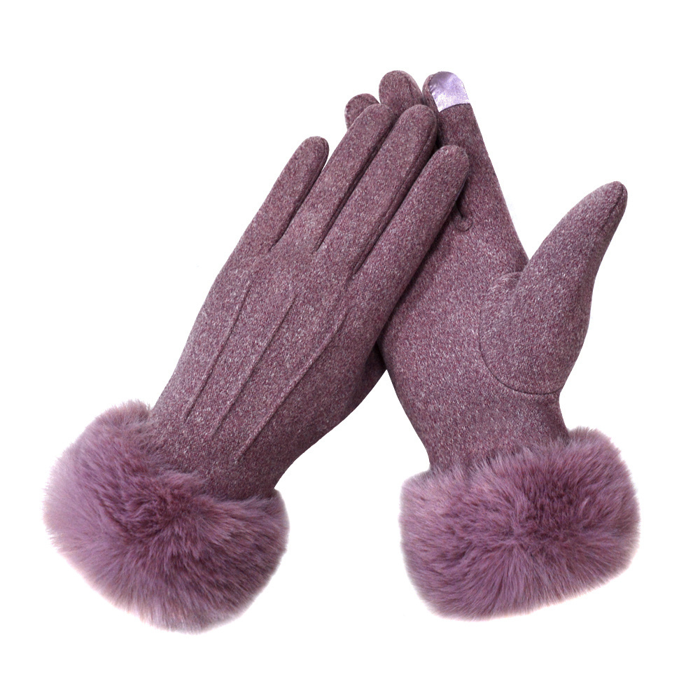 Ladies Winter Warm Gloves Artificial Rabbit Velvet Gloves