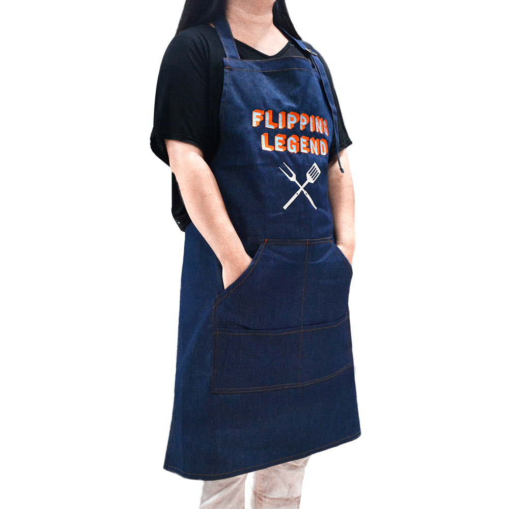 Custom Embroidery or print logo Denim Kitchen Aprons Custom Embroidery or print logo Denim Kitchen Aprons